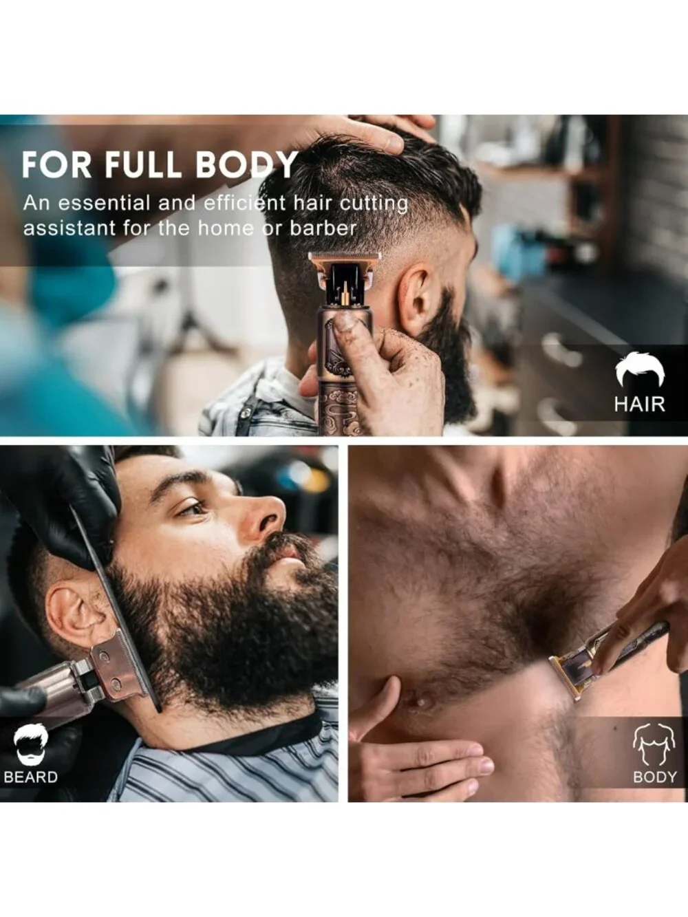 Professional Beard Trimmer & Hair Clipper Kit with LCD Display - Precision